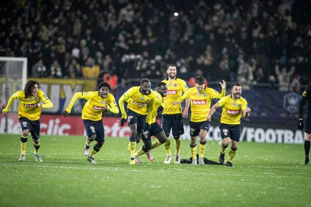 FOOTBALL : Sochaux vs Clermont Foot 63. Coupe de France - Stade Auguste Bonal 22 12 2024 Joie des joueurs de Sochaux apres leur victoire  Copyright: xElyxandroxCEGARRAx