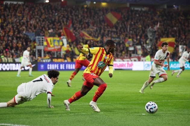 FOOTBALL : RC Lens vs Paris Saint-Germain - Coupe de France 32e de finale - 22 12 2024 David PEREIRA DA COSTA (RC Lens) lors du match RC Lens - Paris Saint-Germain, Coupe de France 32e de finale, stade Bollaert-Delelis, le 22 dÃ cembre 2024  Copyright: xLaurentxSANSONx xPsnewZx