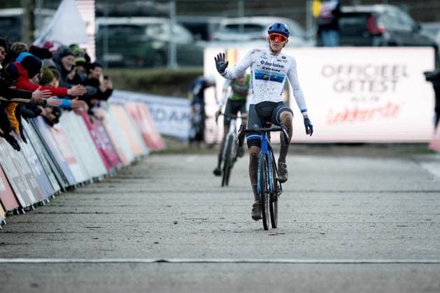 UCI Cyclocross World Cup Zonhoven 2024 ZONHOVEN, BELGIUM - DECEMBER 22 : Nys Thibau (BEL) of Baloise Trek Lions at the finish line pictured during the UCI Zonhoven World Cup on December 22, 2024 in Zonhoven, Belgium, 22 12 2024 Zonhoven Belgium  Copyright: xBcex