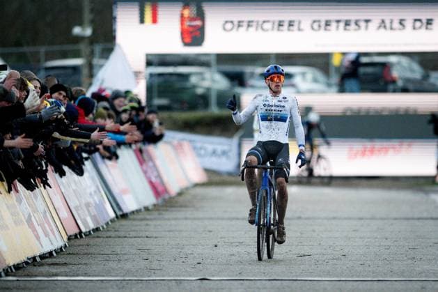 UCI Cyclocross World Cup Zonhoven 2024 ZONHOVEN, BELGIUM - DECEMBER 22 : Nys Thibau (BEL) of Baloise Trek Lions at the finish line pictured during the UCI Zonhoven World Cup on December 22, 2024 in Zonhoven, Belgium, 22 12 2024 Zonhoven Belgium  Copyright: xBcex