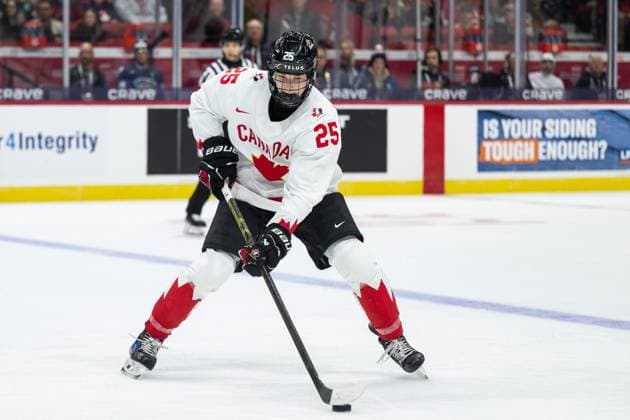 241226 Matthew Schaefer of Canada during the 2025 IIHF World Junior Championship game between Finland and Canada on December 26, 2024 in Ottawa. Photo: Mathias Bergeld BILDBYRAN kod MB MB1026 ishockey Ice hockey, Eishockey jvm junior-vm u20 2025 iihf world junior championship world juniors finland canada kanada 1 bbeng Copyright: MATHIASxBERGELD BB241226MB166