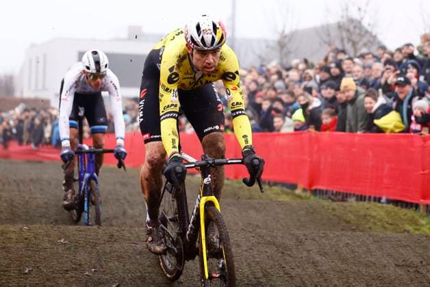 Exact Cross cyclocross Loenhout 2024 LOENHOUT, BELGIUM - DECEMBER 27 : Van Aert Wout (BEL) of Team Visma - Lease A Bike and Nys Thibau (BEL) of Baloise Trek Lions during the 5th leg of the Exact Cross cyclocross series 2024-2025 in Loenhout, Belgium, 27 12 2024 Loenhout Belgium  Copyright: xJanxDexMeuleneirx