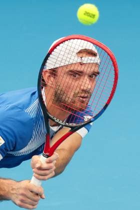 Bilder des Jahres 2024, Sport 12 Dezember Sport Themen der Woche KW52 Sport Bilder des Tages TENNIS UNITED CUP SYDNEY, Tomas Machac of Team Czechia plays a backhand in his Group B singles match against Casper Ruud of Team Norway during Day 3 of United Cup at Ken Rosewall Arena in Sydney, Sunday, December 29, 2024. ( NO ARCHIVING, EDITORIAL USE ONLY, NO USE IN BOOKS WITHOUT CONSENT SYDNEY NEW SOUTH WALES AUSTRALIA  Copyright: xMARKxEVANSx 20241229171913183453