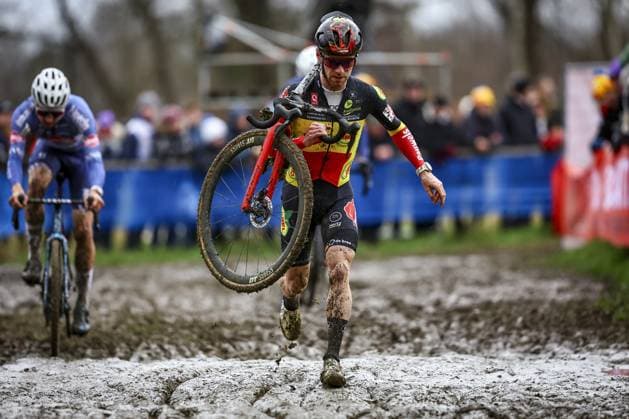 Belgian Eli Iserbyt pictured in action during the men s elite race of the GP Sven Nys cyclocross cycling event on Wednesday 01 January 2025 in Baal, stage 5 8 in the X2O Badkamers Trofee Veldrijden competition. DAVIDxPINTENS  x109479406x