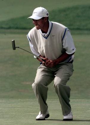 Archivbilder der Woche SPORT KW01 SPORTS GOLF GOLFER PLAYER TIGER WOODS PGA, Golf Herren USGA US OPEN TOURNAMENT KRT SPORTS STORY SLUGGED: OPEN KRT PHOTOGRAPH BY BOB LARSON CONTRA COSTA TIMES (KRT1) SAN FRANCISCO, CALIFORNIA June 20 - During the third round of the 98th U.S. Open on Saturday, Tiger Woods reacts to a birdie on the first hole at The Olympic Club, in San Francisco, California. Woods finished the day at a 7-over 217. (CC) AP,PL,KD,BL,RT 1998 (COLOR) (Additional photos available on KRT Presslink or upon request) SAN FRANCISCO CA USA EDITORIAL USE ONLY Copyright: xx KRT1 BOBxLARSONx krtphotoslive723919