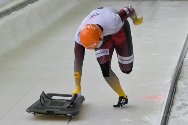 Sport Themen der Woche KW01 Sport Bilder des Tages Christopher Grotheer GER 03.01.2025 IBSF World Cup Bob & Skeleton Winterberg Men s Skeleton Veltins-Arena, Winterberg, NRW Germany *** Christopher Grotheer GER 03 01 2025 IBSF World Cup Bob Skeleton Winterberg Men s Skeleton Veltins Arena, Winterberg, NRW Germany Copyright: xpepphotox xPeterxEppingerx pep00321, pep_20250103_hm_4816