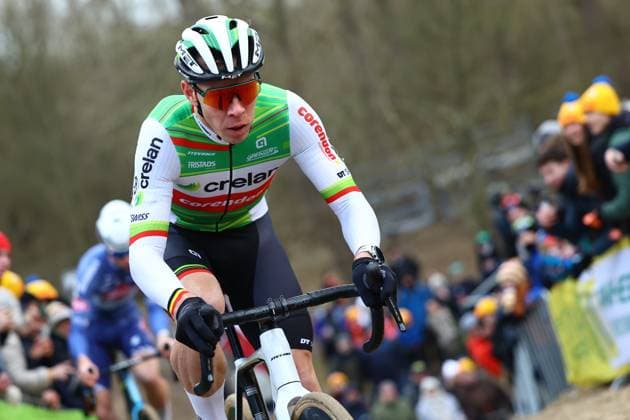 Belgian Laurens Sweeck pictured in action during the men s elite race at the World Cup cyclocross cycling event in Dendermonde, Belgium, stage 9 (out of 12) of the UCI World Cup cyclocross competition, . DAVIDxPINTENS  x109568536x