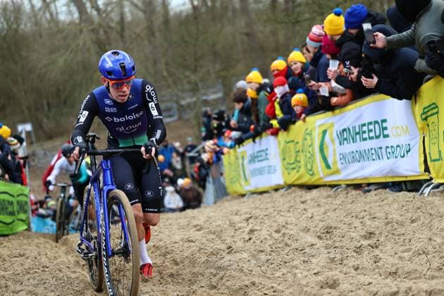Dutch Lars Van Der Haar pictured in action during the men s elite race at the World Cup cyclocross cycling event in Dendermonde, Belgium, stage 9 (out of 12) of the UCI World Cup cyclocross competition, . DAVIDxPINTENS  x109568539x