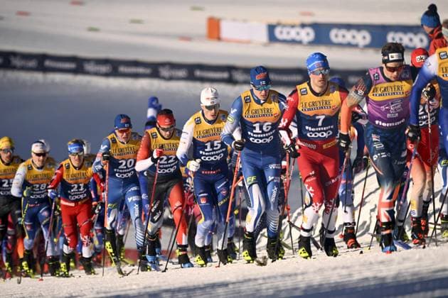 Sport Themen der Woche KW01 Sport Bilder des Tages Arsi Ruuskanen (20) and Niko Anttola of Finland competing during men s 20km skiathlon competition of the FIS Tour de Ski event in Val di Fiemme, Italy, on January 4, 2025. Val di Fiemme Italy LKFTJK20250104120723PMRE  Copyright: xEmmixKorhonenx LKFTJK20250104120723PMRE
