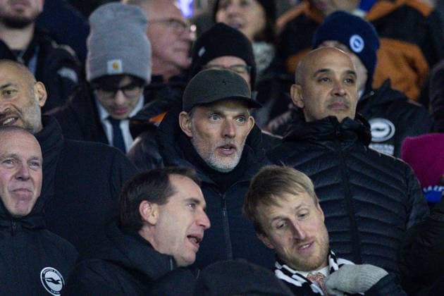 Sport Themen der Woche KW01 Sport Bilder des Tages Thomas Tuchel manager of England looks on Brighton & Hove Albion v Arsenal, Premier League, Football, American Express Community Stadium, Brighton, UK - 04 Jan 2025 EDITORIAL USE ONLY No use with unauthorised audio, video, data, fixture lists, club league logos or live services. Online in-match use limited to 120 images, no video emulation. No use in betting, games or single club league player publications.  Copyright: xIanxTuttle Shutterstockx 15070202d