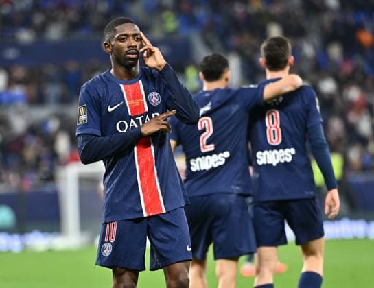 Sport Themen der Woche KW01 Sport Bilder des Tages French Super Cup (Trophee des Champions) - Paris Saint-Germain vs AS Monaco Ousmane Dembele of Paris Saint-Germain celebrating after scoring a goal during the French Super Cup (Trophee des Champions) football final match between Paris Saint-Germain (PSG) and AS Monaco at the 974 stadium in Doha, Qatar on January 5, 2025. DOHA Qatar Copyright: xNOUSHADx