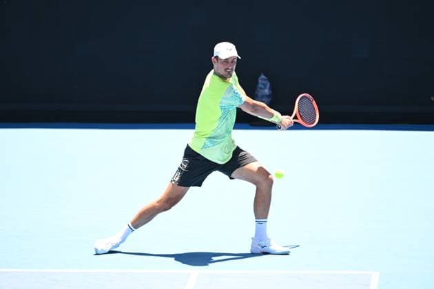 TENNIS AUSTRALIAN OPEN QUALIFYING, Bernard Tomic of Australia in action during their mens qualifying singles match between Bernard Tomic of Australia and Jozef Kovalik of Slovakia for the Australian Open tennis tournament at Melbourne Park in Melbourne, Tuesday, January 7, 2025. ( NO ARCHIVING, EDITORIAL USE ONLY, NO USE IN BOOKS WITHOUT CONSENT MELBOURNE VICTORIA AUSTRALIA  Copyright: xJAMESxROSSx 20250107158360844973