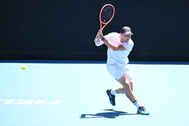 TENNIS AUSTRALIAN OPEN QUALIFYING, Jozef Kovalik of Slovakia in action during their mens qualifying singles match between Bernard Tomic of Australia and Jozef Kovalik of Slovakia for the Australian Open tennis tournament at Melbourne Park in Melbourne, Tuesday, January 7, 2025. ( NO ARCHIVING, EDITORIAL USE ONLY, NO USE IN BOOKS WITHOUT CONSENT MELBOURNE VICTORIA AUSTRALIA  Copyright: xJAMESxROSSx 20250107183656543075