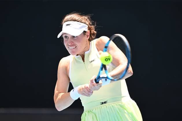 TENNIS AUSTRALIAN OPEN QUALIFYING, Kimberly Birrell of Australia in action during their womens qualifying singles match between Kimberly Birrell of Australia and Sara Saito of Japan for the Australian Open tennis tournament at Melbourne Park in Melbourne, Tuesday, January 7, 2025. ( NO ARCHIVING, EDITORIAL USE ONLY, NO USE IN BOOKS WITHOUT CONSENT MELBOURNE VICTORIA AUSTRALIA  Copyright: xJAMESxROSSx 20250107156047280370
