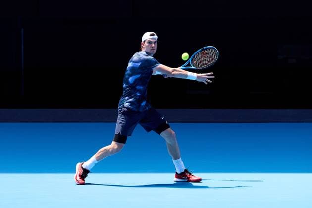 Jack Draper of Great Britain hits a forehand during a practice session Australian Open, Tuesday Previews, Tennis, Melbourne Park, Melbourne, Australia - 07 Jan 2025  Copyright: xRachelxBach Shutterstockx 15078714w