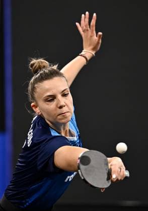 Sport Themen der Woche KW02 Sport Bilder des Tages WTT STAR CONTENDER DOHA 2025 Adina Diaconu of Romania competes against Chen Min-Hsin of Chinese Taipei during a women s Table tennis, Tischtennis singles Qualifying Round 2 match of WTT Star Contender Doha 2025 at Lusail Sports Arena in Doha, Qatar on January 7, 2025. Copyright: xNOUSHADx