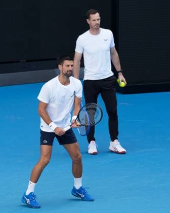 Tennis 2025: Australian Open Practice January 7, 2024: NOVAK DJOKOVIC of Serbia and his new coach ANDY MURRAY at a practise session prior to the start of the 2025 Australian Open in Melbourne, Australia. Sydney Low Cal Media(Credit Image: Â Sydney Low Cal Sport Media) Melbourne Victoria Australia EDITORIAL USE ONLY Copyright: xx ZUMA-20250107_faf_c04_002.jpg SydneyxLowx csmphotothree341896
