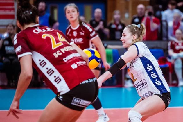CEV Challenge Cup SC Potsdam - C.S.M. Targoviste; 08.01.2025 CEV Challenge Cup SC Potsdam - C.S.M. Targoviste; Leni Kirchoff 2 Copyright: xBEAUTIFULxSPORTS NicolxMarschallx