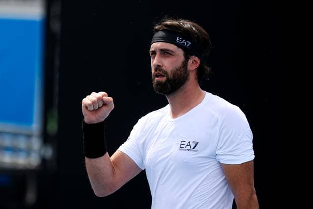 January 9, 2025: MELBOURNE, AUSTRALIA - JANUARY 09: Nikoloz Basilashvili of Georgia beats Francesco Passaro of Italy in final qualifying for the 2025 Australian Open at Melbourne Park on January 9, 2025 in Melbourne, Australia. - ZUMAp121 20250109_zsp_p121_049 Copyright: xChrisxPutnamx