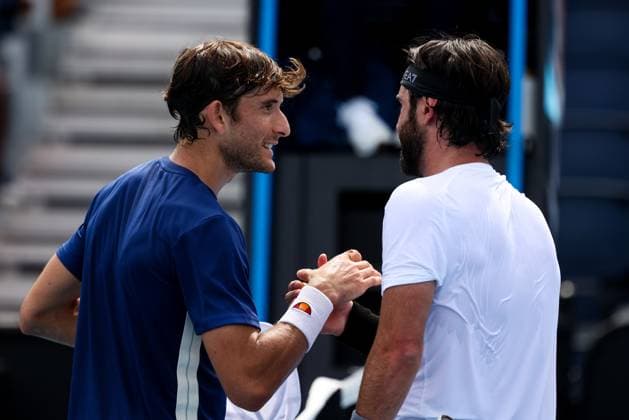 January 9, 2025: MELBOURNE, AUSTRALIA - JANUARY 09: Nikoloz Basilashvili of Georgia beats Francesco Passaro of Italy in final qualifying for the 2025 Australian Open at Melbourne Park on January 9, 2025 in Melbourne, Australia. - ZUMAp121 20250109_zsp_p121_050 Copyright: xChrisxPutnamx
