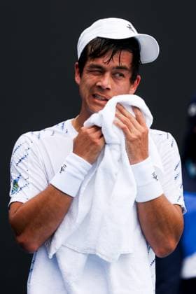 January 9, 2025: MELBOURNE, AUSTRALIA - JANUARY 09: Mackenzie McDonald of USA in his match against Gauthier Onclin of Belgium in final qualifying for the 2025 Australian Open at Melbourne Park on January 9, 2025 in Melbourne, Australia. Melbourne Australia - ZUMAp121 20250109_zsp_p121_045 Copyright: xChrisxPutnamx