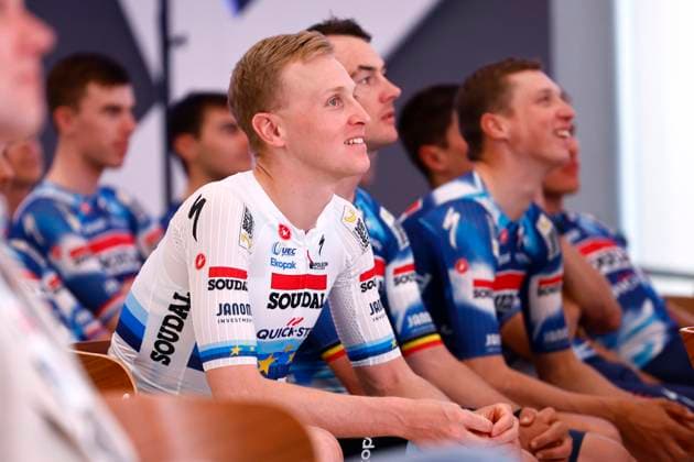 2025 Soudal Quick-Step Team Presentation CALP, SPAIN - JANUARY 09 : Merlier Tim (BEL) of Soudal - Quick Step pictured during the 2025 team presentation of the Soudal Quick-Step pro cycling team on January 9, 2025 in Calp, SPAIN, 09 01 2025 Calp SPAIN  Copyright: xJanxDexMeuleneirx