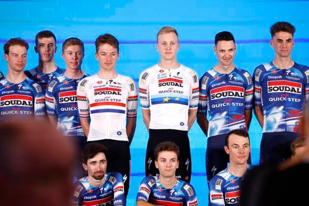2025 Soudal Quick-Step Team Presentation CALP, SPAIN - JANUARY 09 : Hayter Ethan (GBR) and Merlier Tim (BEL) of Soudal - Quick Step pictured during the 2025 team presentation of the Soudal Quick-Step pro cycling team on January 9, 2025 in Calp, SPAIN, 09 01 2025 Calp SPAIN  Copyright: xJanxDexMeuleneirx