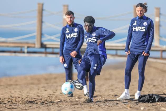 10.01.2025, Fussball, Saison 2024 2025, 2. Liga, Trainingslager FC Schalke 04 in Belek Türkei, Zaid Amoussou-Tchibara (FC Schalke 04) Belek Türkei xRHR-FOTO TRx