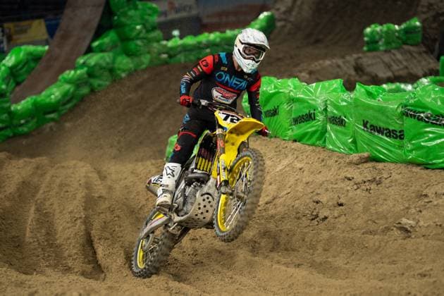 Sport Themen der Woche KW02 Sport Bilder des Tages GER, SX Dortmund - 40. Int. ADAC Supercross Dortmund 2025 10.01.2025, Westfalenhalle, Dortmund, GER, SX Dortmund - 40. Int. ADAC Supercross Dortmund 2025 Im Bild: Maillard Boris (727) FRA - Johannes-Bikes Suzuki Suzuki (SX1), im Zeittraining *** GER, SX Dortmund 40 Int ADAC Supercross Dortmund 2025 10 01 2025, Westfalenhalle, Dortmund, GER, SX Dortmund 40 Int ADAC Supercross Dortmund 2025 In the picture Maillard Boris 727 FRA Johannes Bikes Suzuki Suzuki SX1 , in qualifying nordphotoxGmbHxx xChristianxSchulze nph000300