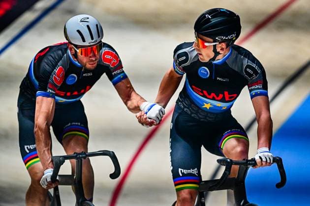 Theo Reinhardt, Roger Kluge Sixdays Bremen 2025 Theo Reinhardt, Roger Kluge 1. Tag Sixdays Bremen 2025. Bremer Sechstagerennen. 10. Januar 2025