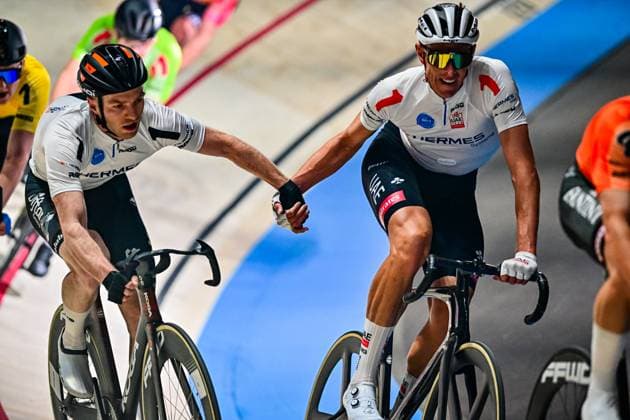Yoeri Havik, Nils Politt Sixdays Bremen 2025 Yoeri Havik, Nils Politt Team Hermes 1. Tag Sixdays Bremen 2025. Bremer Sechstagerennen. 10. Januar 2025