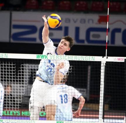 Simon KOHN (Friedrichshafen), He-Volleyballl, Bundesliga 2024 25 WWK Volleys Herrsching vs VfB Friedrichshafen, 10.01.25, BMW Park Copyright: WolfgangxFehrmann