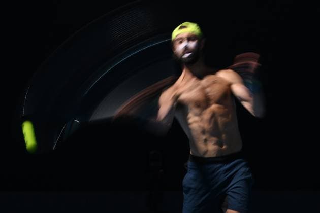 TENNIS AUSTRALIAN OPEN PRACTICE, Jordan Thompson of Australia during a practice session ahead of the Australian Open at Melbourne Park in Melbourne, Saturday, January 11, 2025. ( NO ARCHIVING, EDITORIAL USE ONLY, NO USE IN BOOKS WITHOUT CONSENT Melbourne Victoria Australia  Copyright: xJOELxCARRETTx 20250111134938965688