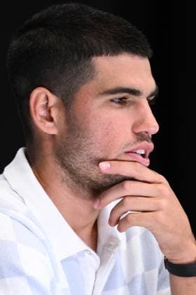 TENNIS AUSTRALIAN OPEN PRACTICE, Carlos Alcaraz of Spain during a press conference, PK, Pressekonferenz ahead of the Australian Open at Melbourne Park in Melbourne, Saturday, January 11, 2025. ( NO ARCHIVING, EDITORIAL USE ONLY, NO USE IN BOOKS WITHOUT CONSENT Melbourne Victoria Australia  Copyright: xJOELxCARRETTx 20250111130357191610