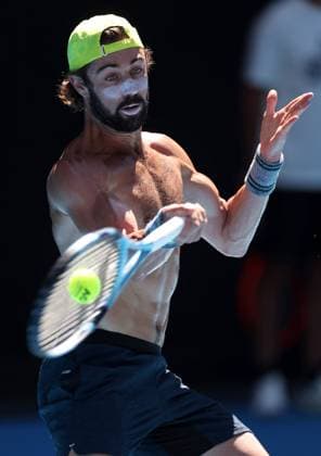 Jordan Thompson of Australia practices shirtless Australian Open, Saturday Previews, Tennis, Melbourne Park, Melbourne, Australia - 11 Jan 2025  Copyright: xEllaxLing Shutterstockx 15095107ap