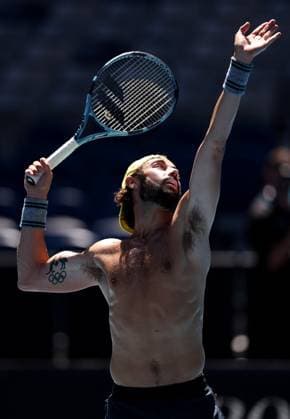 Jordan Thompson of Australia practices shirtless Australian Open, Saturday Previews, Tennis, Melbourne Park, Melbourne, Australia - 11 Jan 2025  Copyright: xEllaxLing Shutterstockx 15095107au