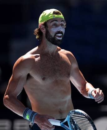 Jordan Thompson of Australia practices shirtless Australian Open, Saturday Previews, Tennis, Melbourne Park, Melbourne, Australia - 11 Jan 2025  Copyright: xEllaxLing Shutterstockx 15095107as