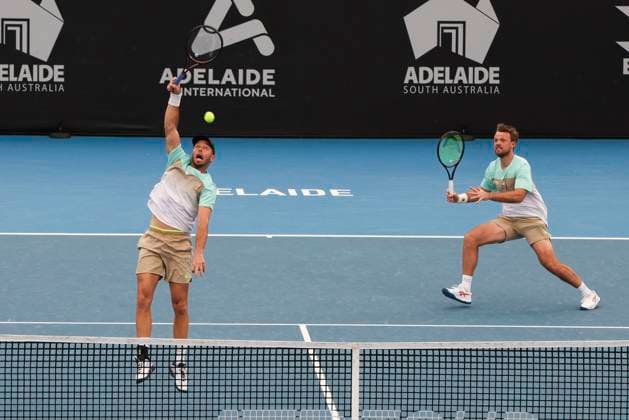 TENNIS ADELAIDE INTERNATIONAL, Kevin Krawietz and Tim Puetz of Germany in the doubles Final match against Simone Bolelli and Andrea Vavassori of Italy during the Adelaide International at Memorial Drive Tennis Club in Adelaide, Saturday, January 11, 2025. ( NO ARCHIVING, EDITORIAL USE ONLY, NO USE IN BOOKS WITHOUT CONSENT ADELAIDE SOUTH AUSTRALIA AUSTRALIA  Copyright: xMATTxTURNERx 20250111112665215660