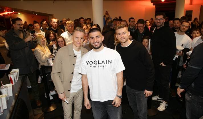 Stuttgart , Doku Unser Team Die Heim-EM 2024 im CinemaxX Stuttgart SI-Centrum , von links: Chris Führich Deniz Undav Maximilian Mittelstädt