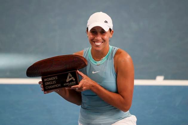 Sport Themen der Woche KW02 TENNIS ADELAIDE INTERNATIONAL, Madison Keys of the USA celebrates victory in the Women?s Final match against Jessica Pegula of the USA during the Adelaide International at Memorial Drive Tennis Club in Adelaide, Saturday, January 11, 2025. ( NO ARCHIVING, EDITORIAL USE ONLY, NO USE IN BOOKS WITHOUT CONSENT ADELAIDE SOUTH AUSTRALIA AUSTRALIA  Copyright: xMATTxTURNERx 20250111196420381016