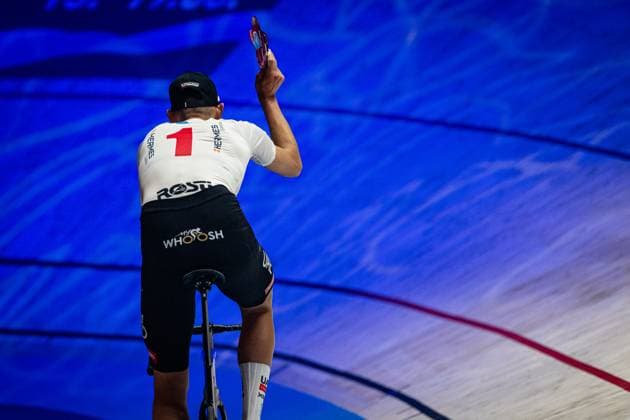 POLITT Nils: Sixdays Bremen 2025 Team 1 - HERMES SYSTEME - POLITT Nils ( GER ) - Red Award Ceremony - Medal Ceremony - Podium - Querformat - quer - horizontal - Landscape - Event Veranstaltung: Sixdays Bremen 2025 - Category Kategorie: Cycling - Track cycling, Rad, Radsport, Bahnrad, Bahn Sixdays - Elite Men - Location Ort: Europe Germany - Bremen - ÖVB Arena - Discipline: Madison - Distance: ... m - Date Datum: 10.01.2025 Friday Day 1 -