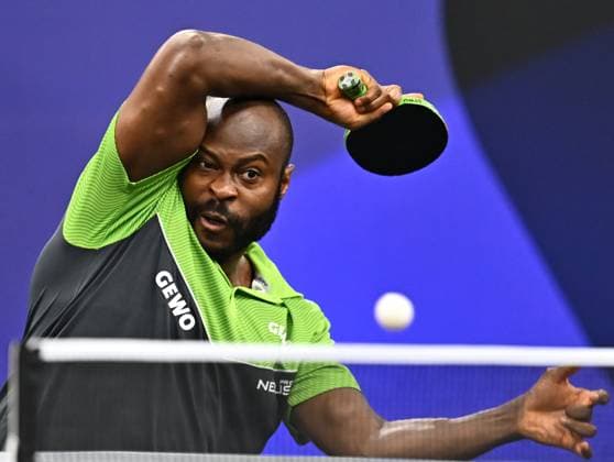 Sport Themen der Woche KW02 Sport Bilder des Tages WTT STAR CONTENDER DOHA 2025 Quadri Aruna of Nigeria competes against Tomokazu Harimoto of Japan during a men s Table tennis, Tischtennis singles Semi Final match of WTT Star Contender Doha 2025 at Lusail Sports Arena in Doha, Qatar on January 11, 2025. DOHA Qatar Copyright: xNOUSHADx