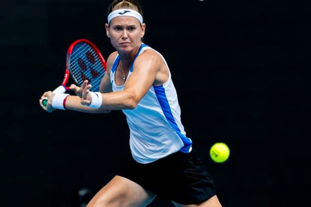 MELBOURNE, VIC - JANUARY 12: Marie Bouzkova of Czechia in action during Round 1 of the 2025 Australian Open on January 12 2025, at Melbourne Park in Melbourne, Australia. (Photo by Jason Heidrich Icon Sportswire) TENNIS: JAN 12 Australian Open EDITORIAL USE ONLY Icon250112010