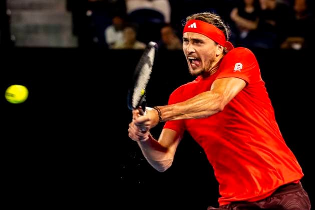 MELBOURNE, VIC - JANUARY 12: Alexander Zverev of Germany in action during Round 1 of the 2025 Australian Open on January 12 2025, at Melbourne Park in Melbourne, Australia. (Photo by Jason Heidrich Icon Sportswire) TENNIS: JAN 12 Australian Open EDITORIAL USE ONLY Icon250112266