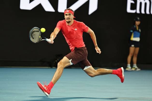 Alexander Zverev, GER, during first round of 2025 Australian Open in Melbourne, 12 01 2025; -