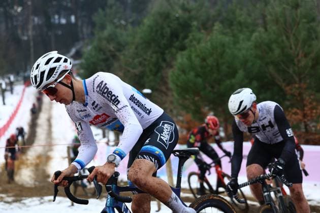 Belgian Jente Michels pictured in action during the men U23 race of the Belgian Cyclocross Championships (11-12 01) on Sunday 12 January 2025 in Heusden-Zolder. DAVIDxPINTENS  x110241279x