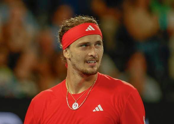(250112) -- MELBOURNE, Jan. 12, 2025 -- Alexander Zverev reacts during the men s singles first round match between Alexander Zverev of Germany and Lucas Pouille of France at Australian Open tennis tournament in Melbourne, Australia, Jan. 12, 2025. (Photo by Chu Chen Xinhua) (SP)AUSTRALIA-MELBOURNE-TENNIS-AUSTRALIAN OPEN-DAY 1 ZhangxJianhua 