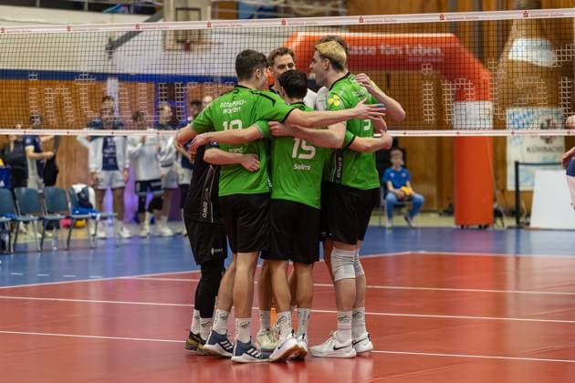 Jubel nach Punktgewinn fue VC Bitterfeld-Wolfen, GER, ASV Dachau vs. VC Bitterfeld-Wolfen, Volleyball, 1. Bundesliga, 14. Spieltag, Saison 2024 2025, 12.01.2025, GER, ASV Dachau vs. VC Bitterfeld-Wolfen, Volleyball, 1. Bundesliga, 14. Spieltag, Saison 2024 2025, 12.01.2025 Dachau Copyright: xEibner-Pressefoto JennixMaulx EP_JML