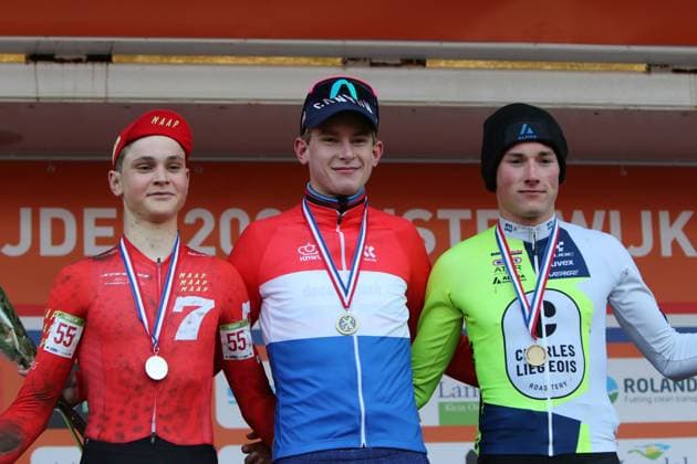 NK Cyclocross Oisterwijk Elite mannen Oisterwijk (NED), CYCLOCROSS, JANUARY 12 Gefotografeerd tijdsns het Nederlands Kampioenschap veldrijden in Oisterwijk: Tibor del Grosso, Guus van den Eijnde, Keje Solen Oisterwijk Netherlands Content not available for redistribution in The Netherlands directly or indirectly through any third parties. Copyright: xSportfotoxPhotoagencyx