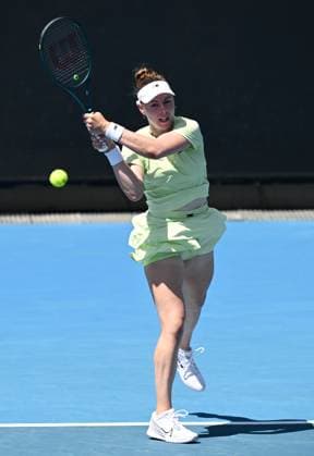 TENNIS AUSTRALIAN OPEN, Talia Gibson of Australia returns during her round 1 match against Zeyneo Sonmez of Turkey during the 2025 Australian Open at Melbourne Park in Melbourne, Monday, January 13, 2025. ( NO ARCHIVING, EDITORIAL USE ONLY, NO USE IN BOOKS WITHOUT CONSENT MELBOURNE VICTORIA AUSTRALIA  Copyright: xJOELxCARRETTx 20250113190446334409